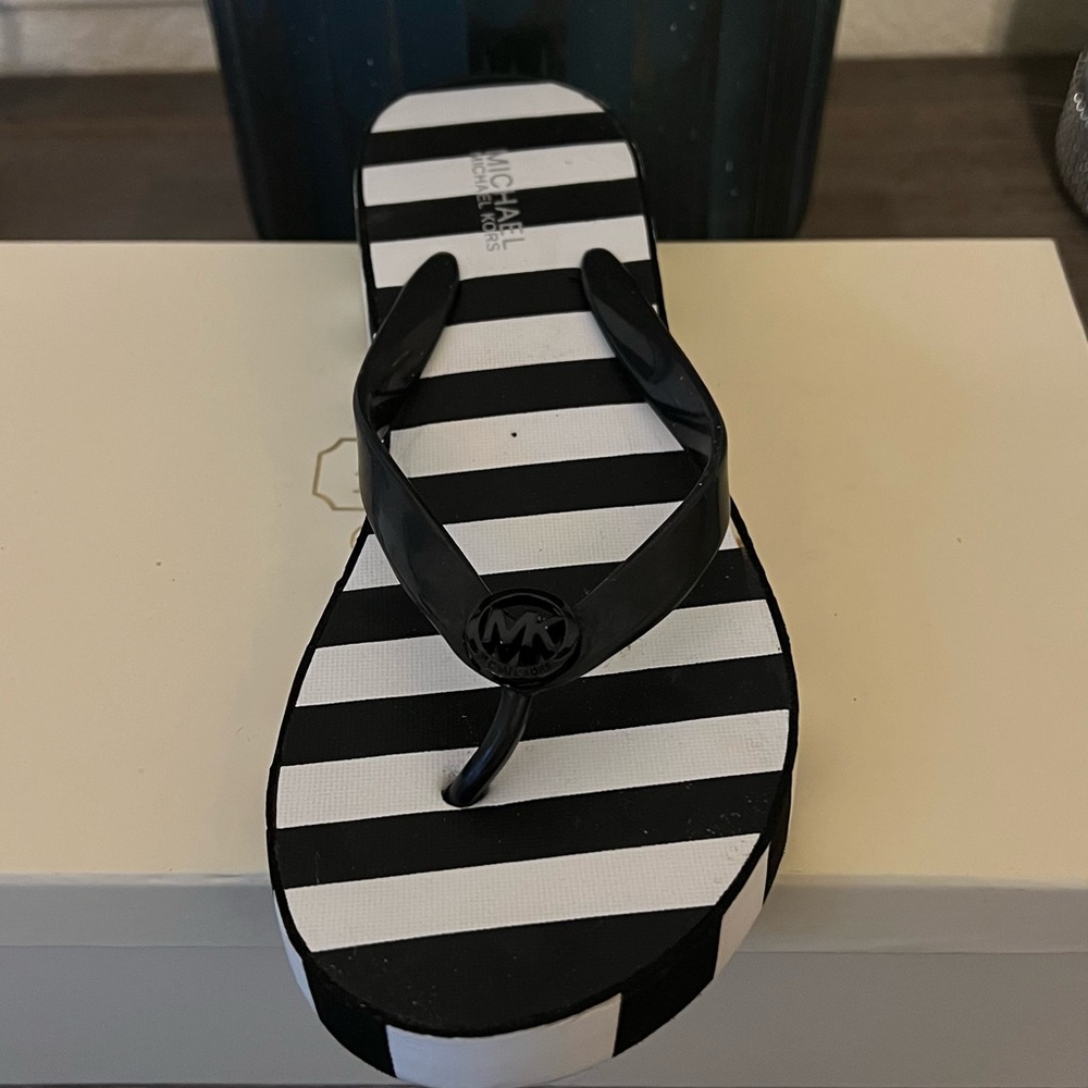 Michael Kors Monochrome Striped Sandals